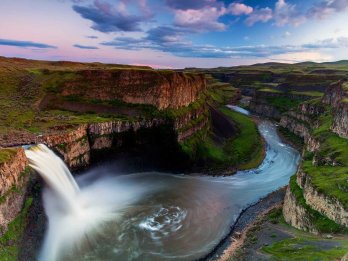 A view of a Palouse Falls in Palouse Falls State Park in Washington. Geologists believe massive floods carved out this canyon an